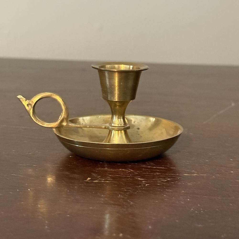 Vintage Brass Chamberstick Candle Holder