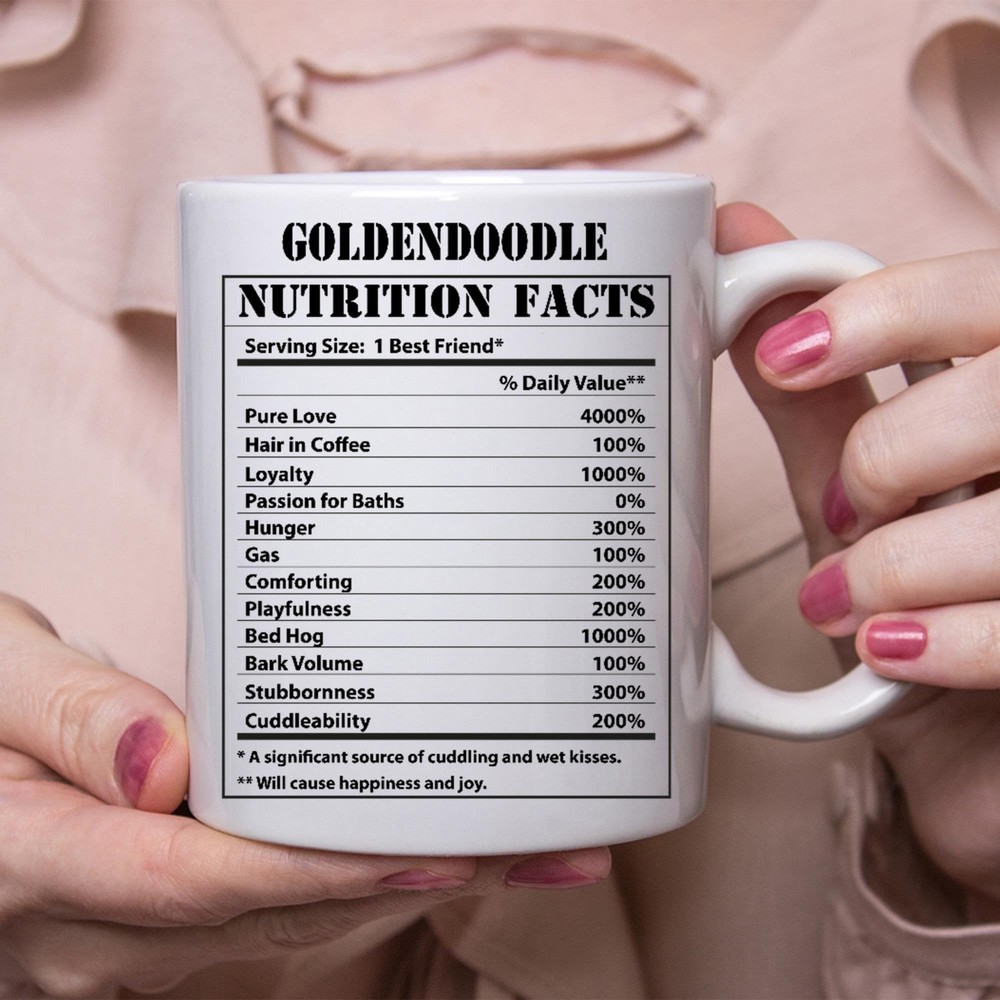 Funny Goldendoodle Gifts Nutritional Facts White Coffee Mug