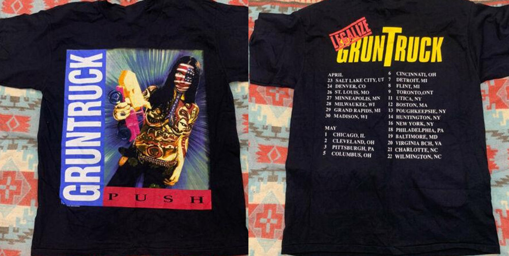 Gruntruck band tour VTG 2 SIDES T-shirt black Short sleeve S-5XL