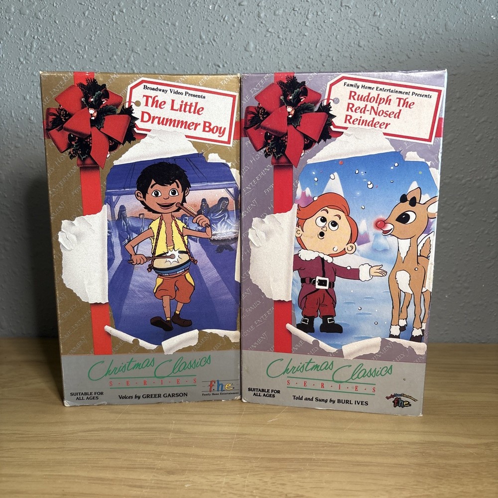 The Little Drummer Boy & Rudolph VHS (1989) FHE Christmas Classics Greer Garson