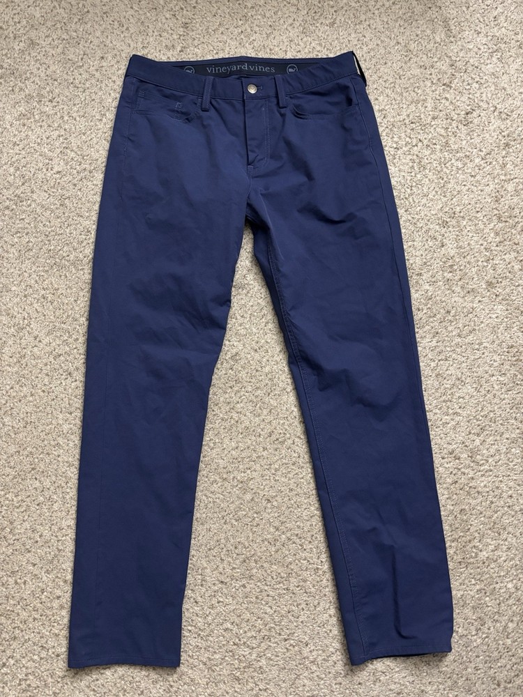 Vineyard Vines Pants Mens Size 30x30 Navy Blue On-The-Go Pants Slim Taper Flex