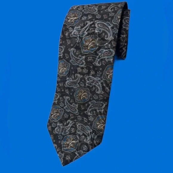 David Taylor Neck Tie Men Blue Green Red Paisley Pattern Made in USA