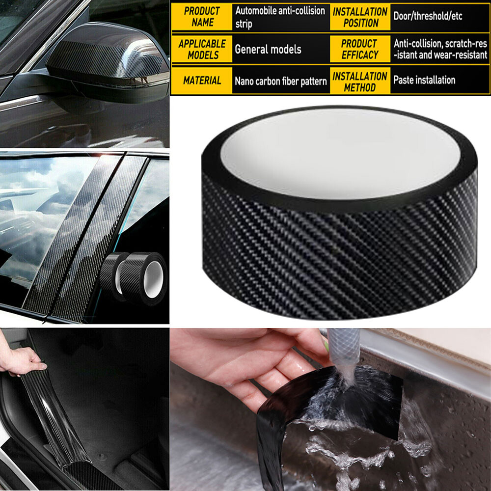 5D Carbon Fiber Anti Scratch Sticker Nano Pattern Door Plate Bumper Protector US