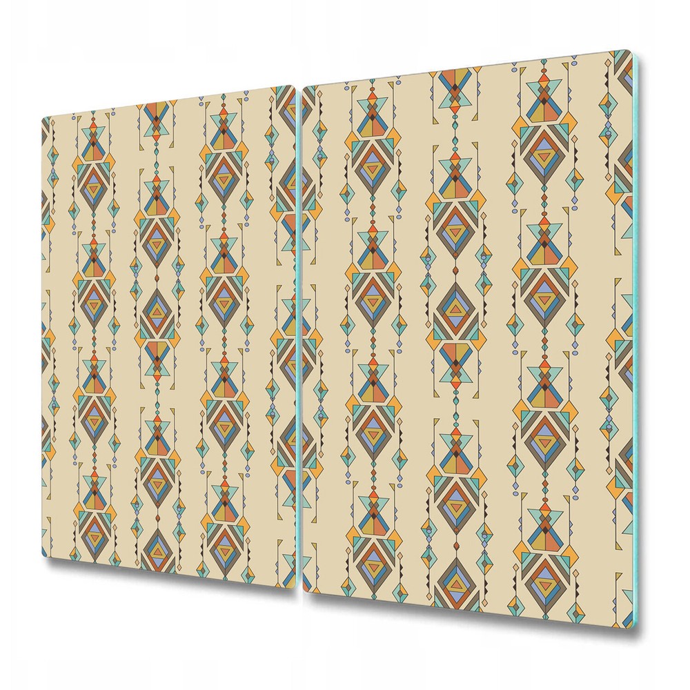 Tempered Glass Kitchen Chopping Board Aztec Mexican orange and brown 2x30x52