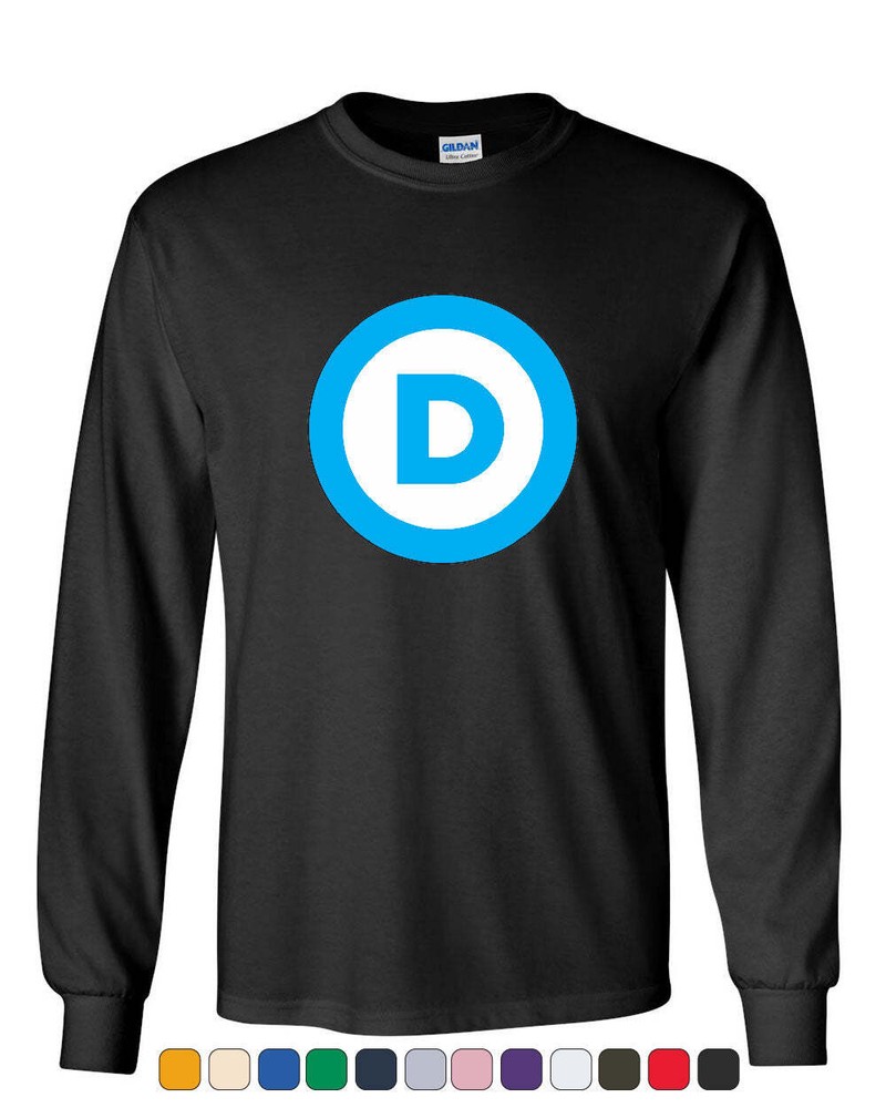Democratic Party Logo Long Sleeve T-Shirt Political 2020 Vote Blue Liberal Tee
