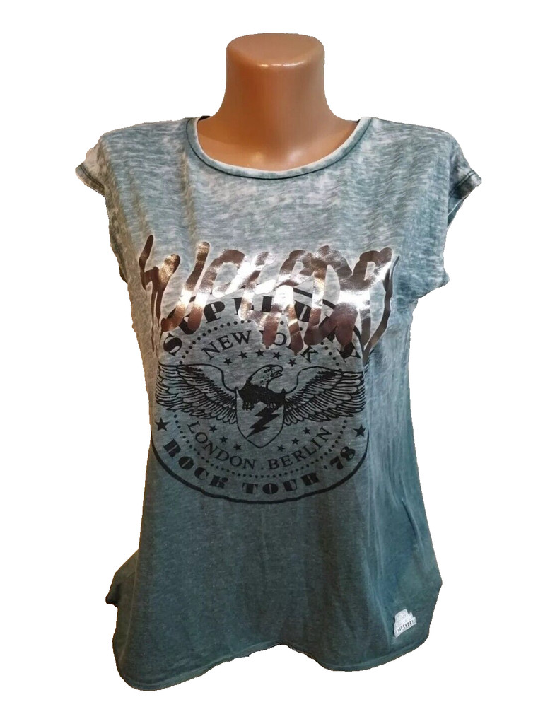 Superdry women's  t-shirt size S gray color  logo