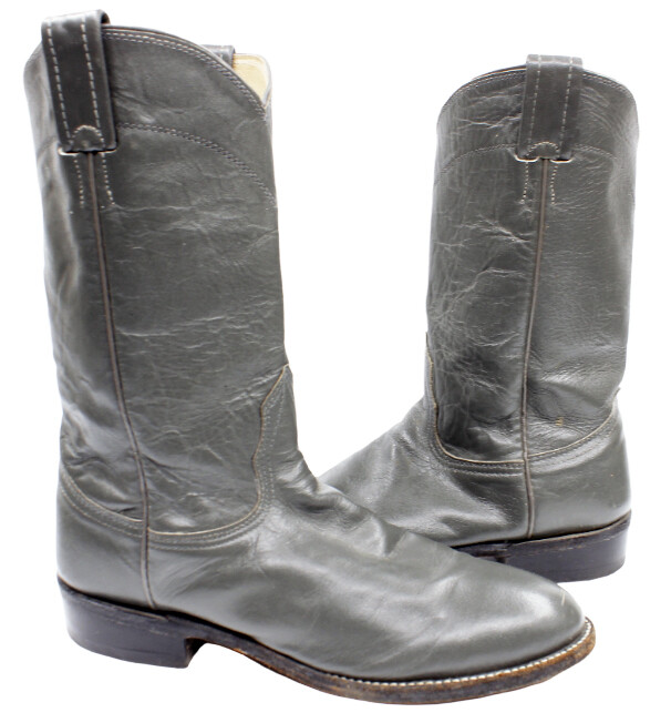 Nocona Gray Roper Leather Western Cowgirl Cowboy Boots Women's 5.5 C