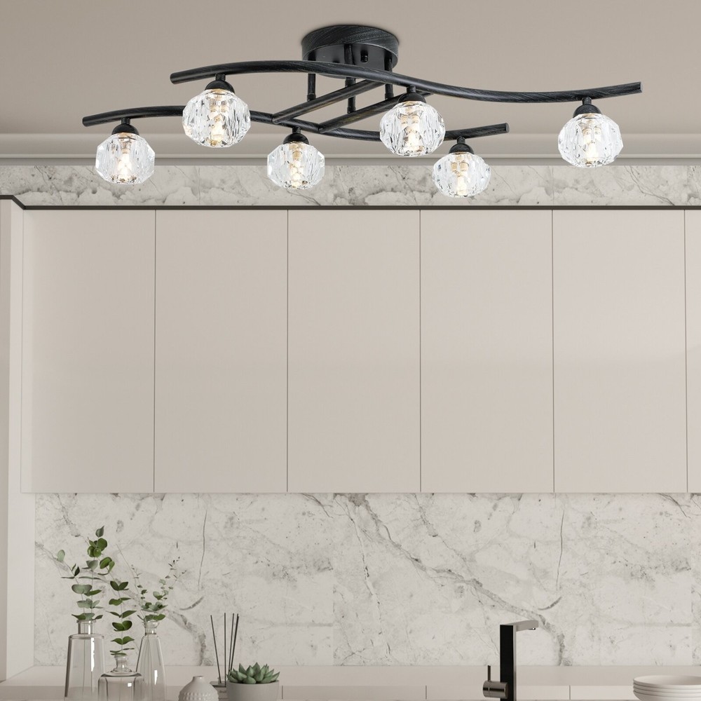 Maxax 6-Light 29-Inch Sputnik Geometric Semi-Flush Ceiling Fixture
