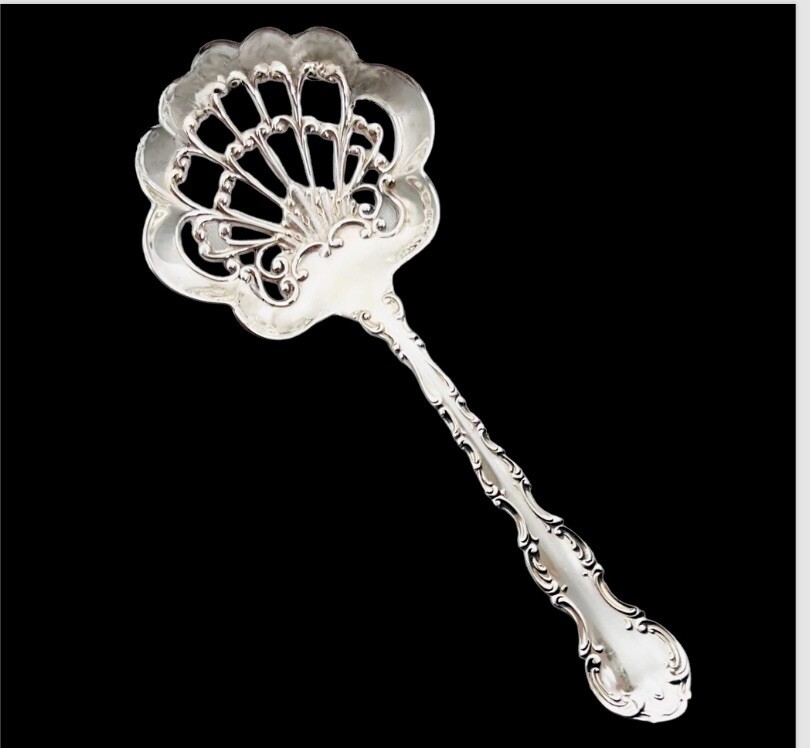 STRASBOURG Bon Bon/Nut Spoon Sterling Silver by GORHAM Fluted Pierced Bowl  1897