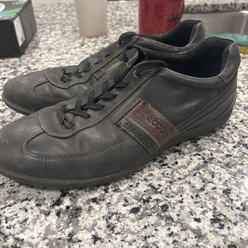Ecco Chandler Mens 44 Black Leather Comfort Casual Sneakers Shoes