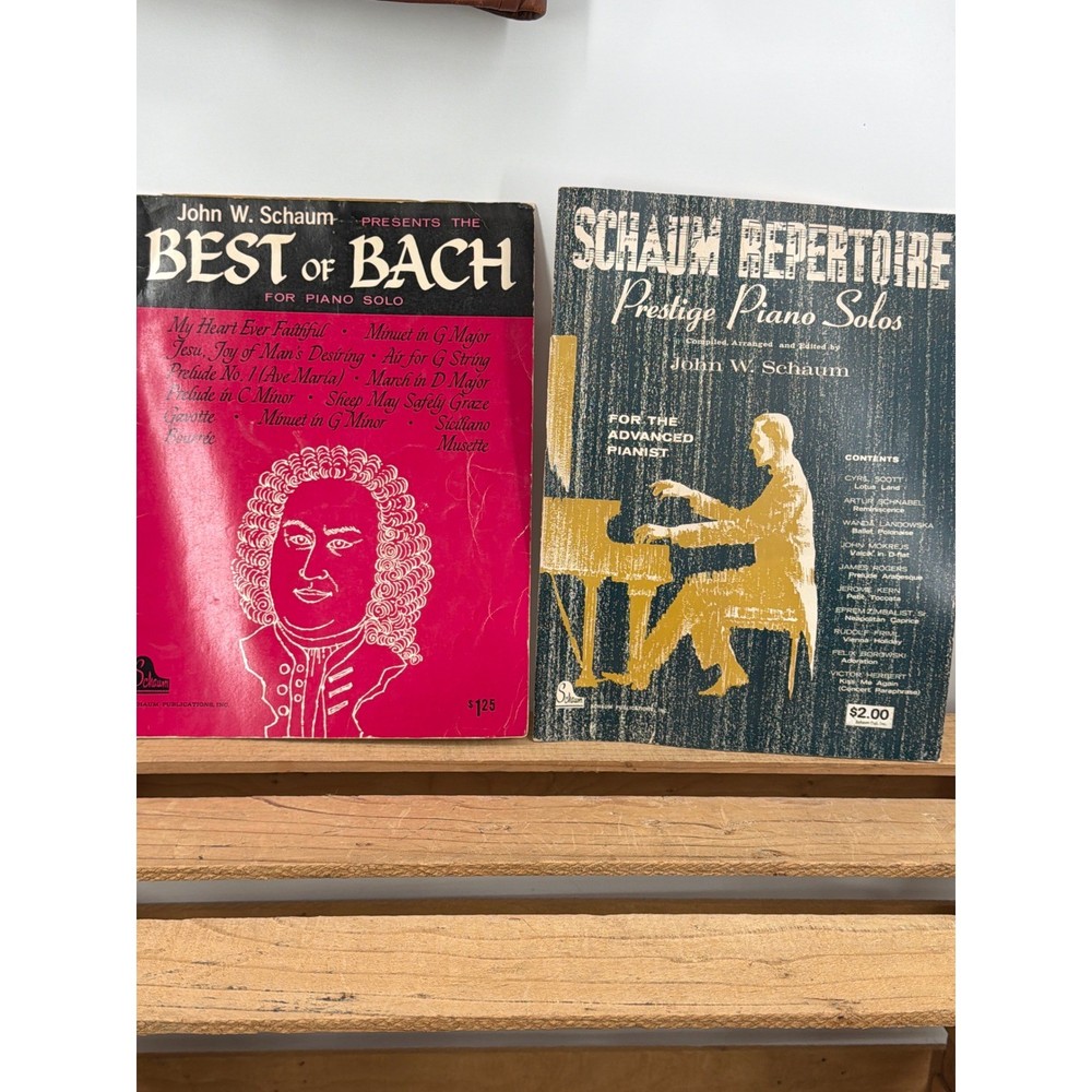 John W Schaum Best of Bach and Prestige Piano Solos Sheet Music Book Lot of 2