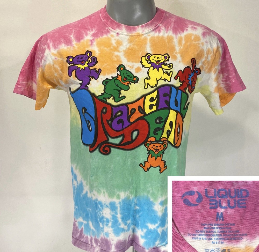 Grateful Dead M Medium Tie Dye Dancing Bear Short Sleeve T-Shirt by Liquid Blue