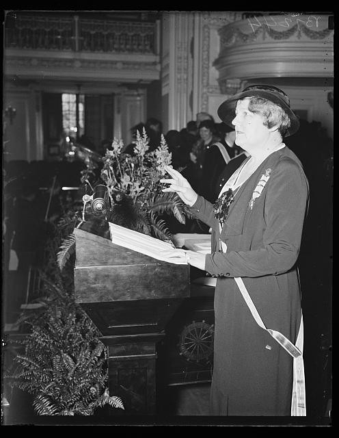 Photo:Unknown Location 1930s Woman Speaking at Podium Ceremony