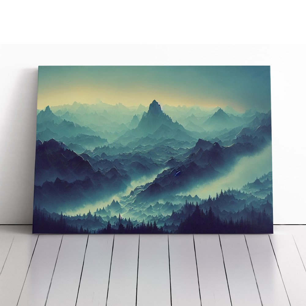 Sumptuous Mountain Sunrise Canvas Wall Art Print Framed Picture Dining Room