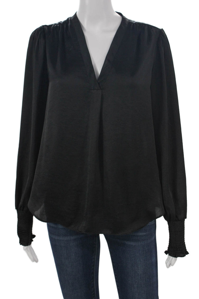 Vince Camuto Womens Black V Neck Tunic Blouse Long Sleeve Polyester Size SFree Shipping in US $100+ Orders | $6.95 Orders Below