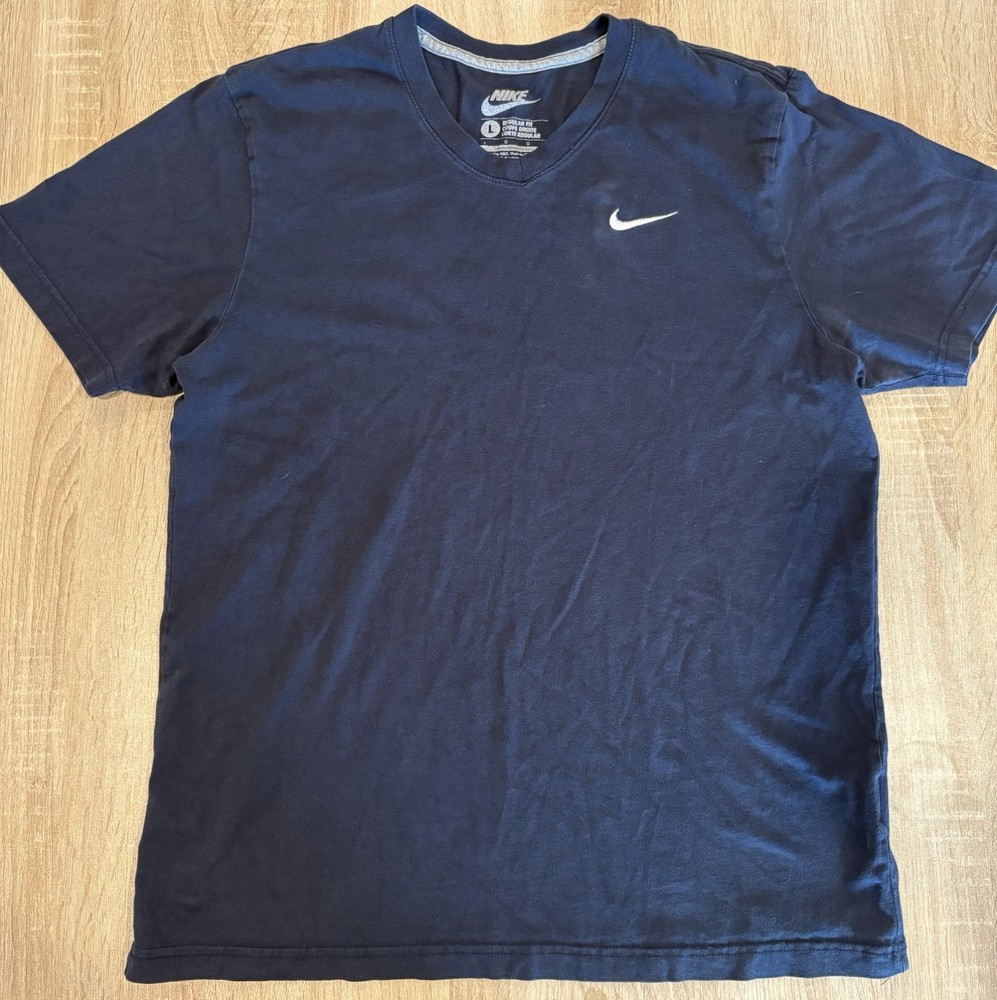 Nike Mens Navy Blue V Neck T Shirt Size L