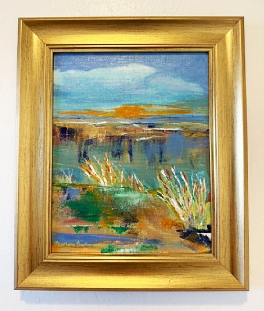 Original Painting Abstract Landscape Framed Signed 13X11 Impressionism Fine Art