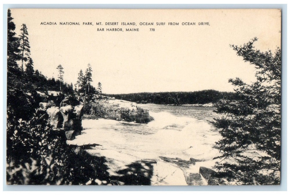 c1940 Acadia National Park Mt. Desert Island Ocean Ocean Drive Maine ME Postcard-image
