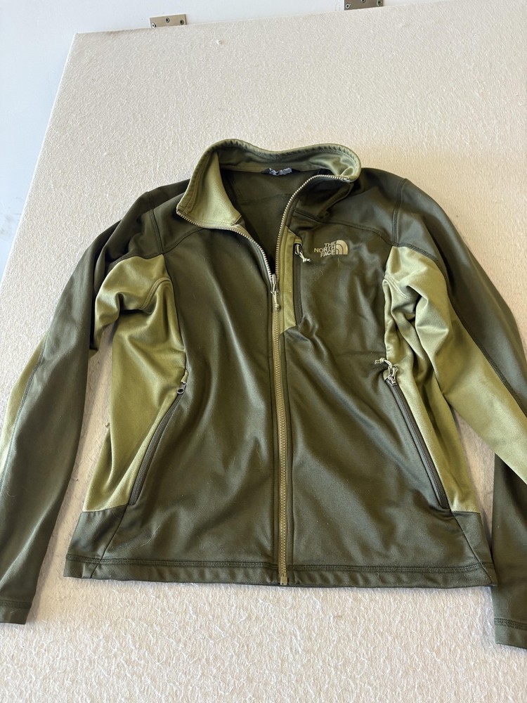 The North Face Jacket Mens Medium Green Softshell Windbreaker Full Zip Hiking