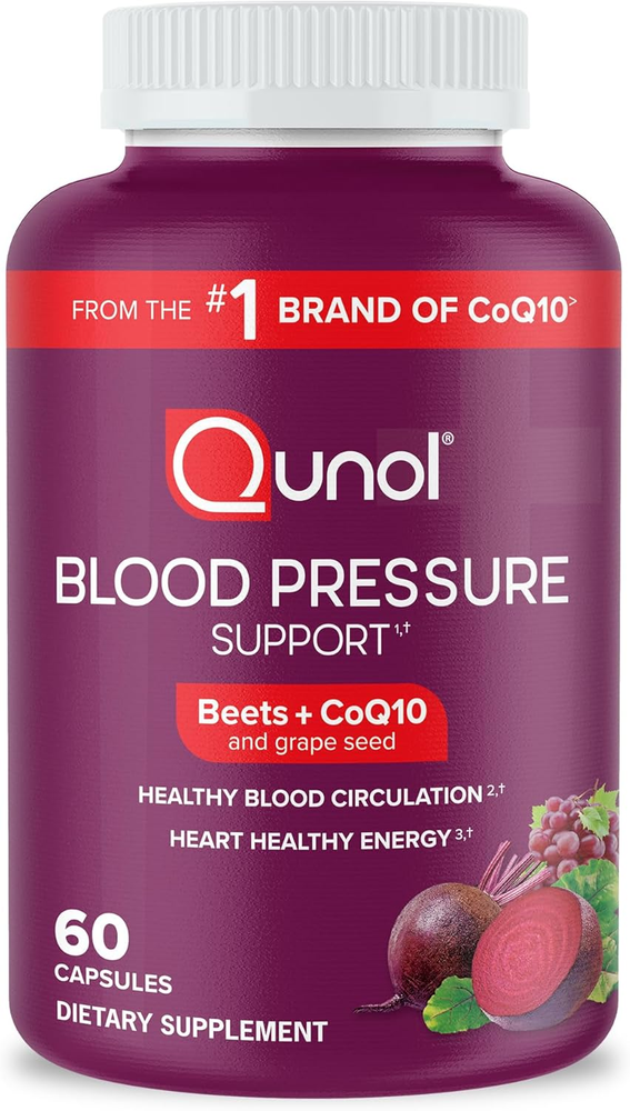Qunol Blood Pressure Support, 3 in 1 Beets + Coq10 + Grape Seed Extract, Beet