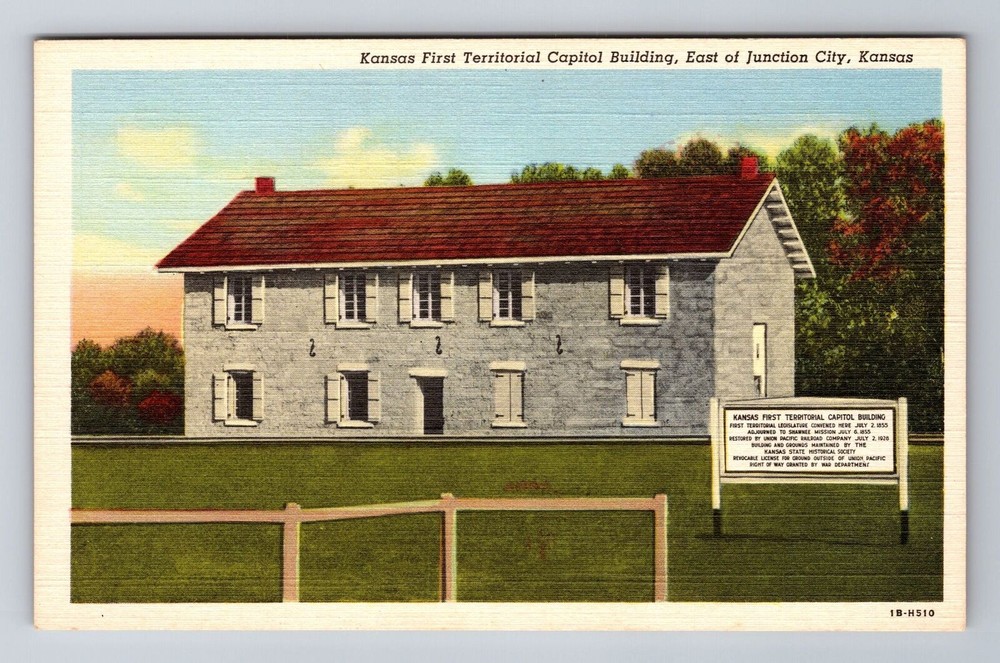 Junction City KS-Kansas, KS First Territorial Capitol Building Vintage Postcard