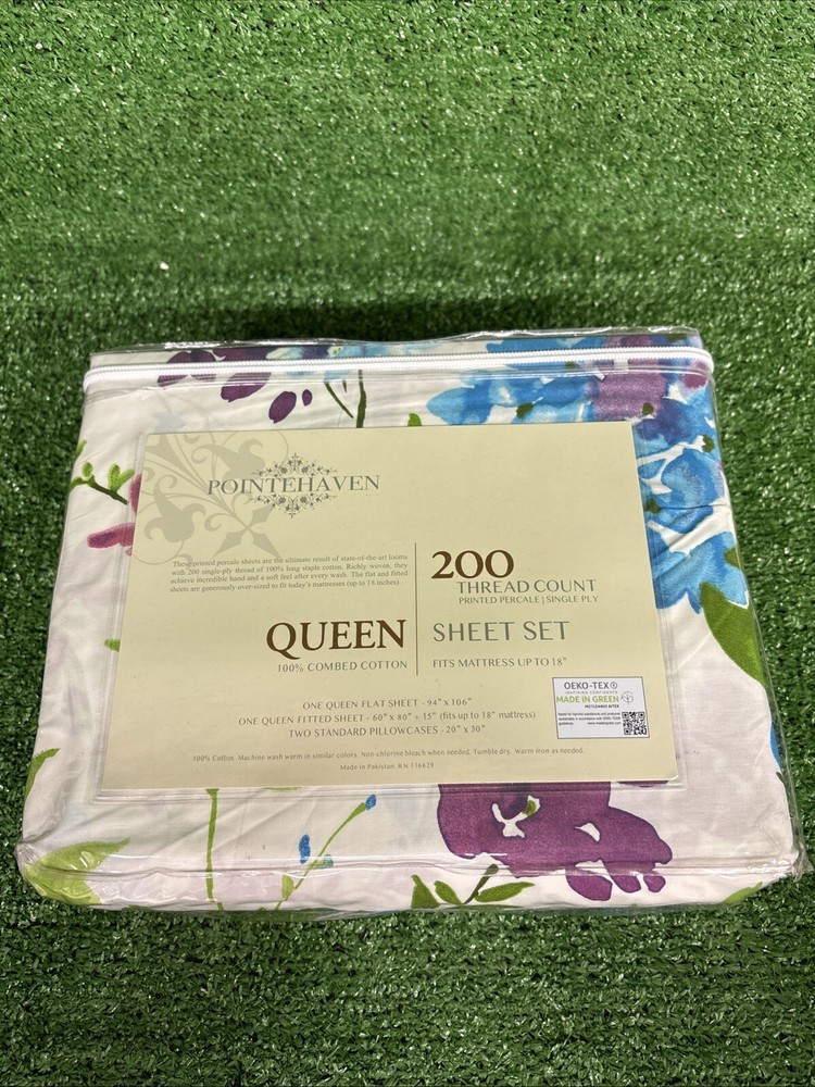 Pointehaven 200 Thread Count Queen Sheet Set 4 Piece