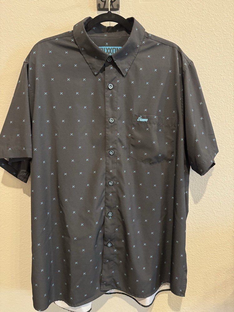 Dixxon Flannel Company short sleeve button Shirt Mens 2XL Black Teal