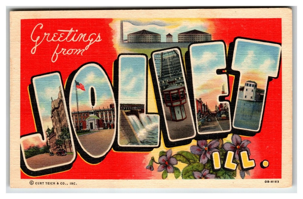 Greetings from Joliet Illinois IL Vintage Linen Postcard Curt Teich