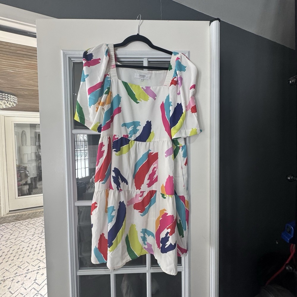 Crosby by Mollie Burch Abstract Print Tiered Dress – Size M