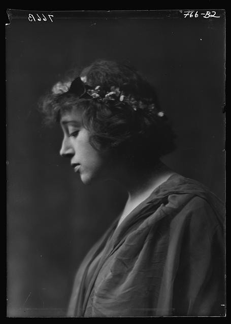 Photo:Helen Freeman Portrait 1915 Miss Profile Floral Headpiece