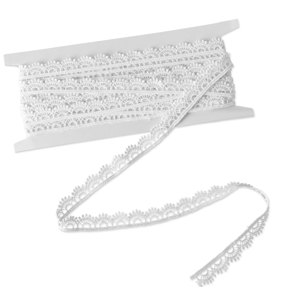 Lace Ribbon, White 1/2''×5 Yards Crocheted White Lace Trim for Sewing Vinta