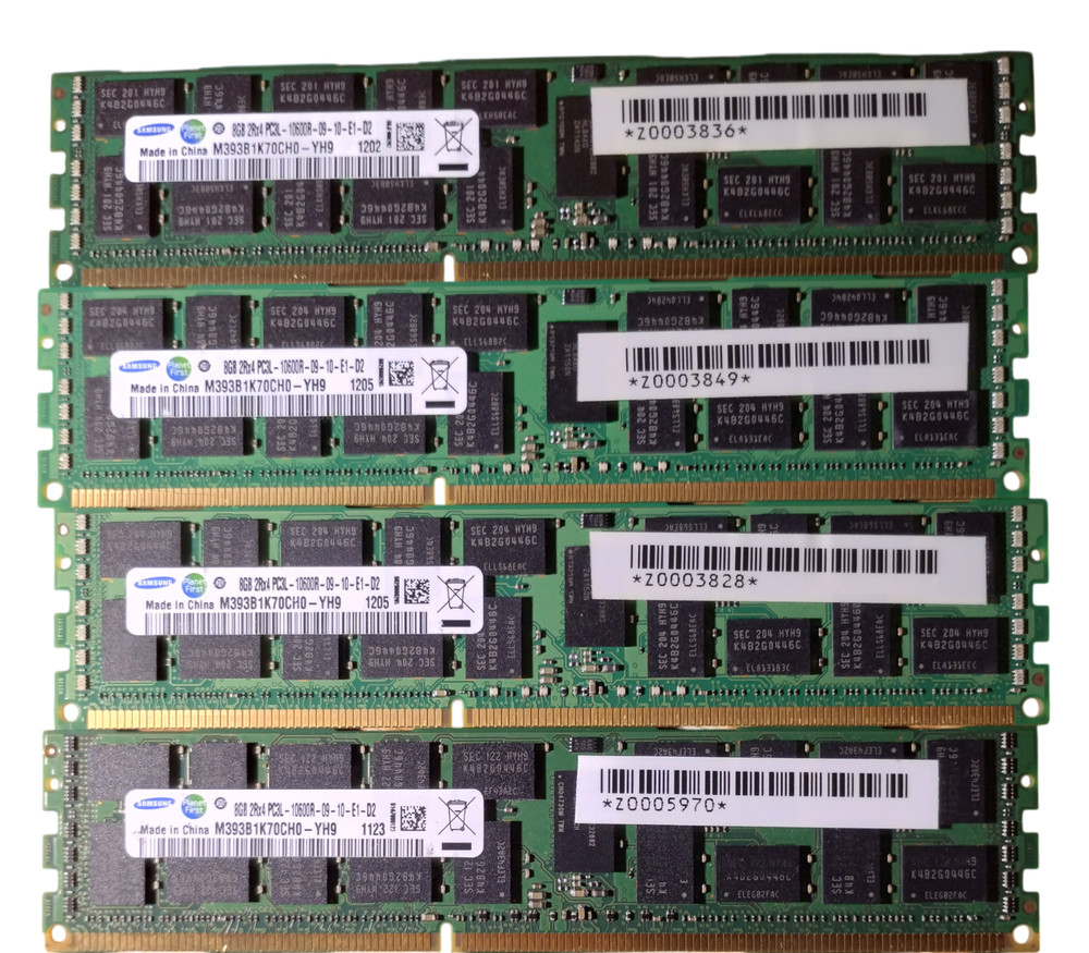 32G (4x8GB) SAMSUNG DDR3 RAM 1333MHz PC3L-10600R 240-Pin CL9 m393b1k70ch0-yh9