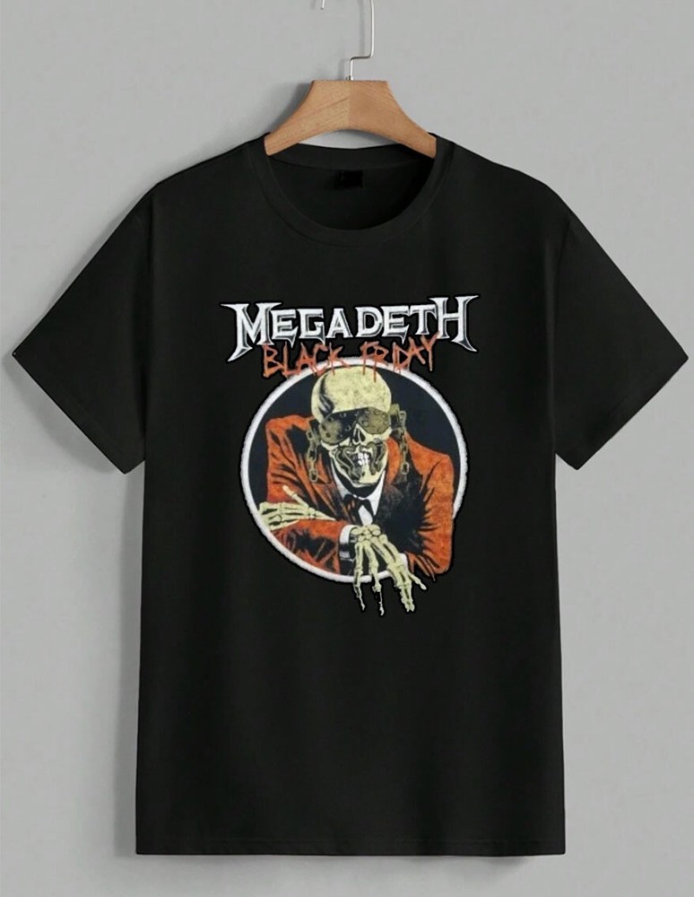 Megadeth Black Friday T-Shirt Vic Rattlehead Heavy Metal Band Graphic Tee Unisex