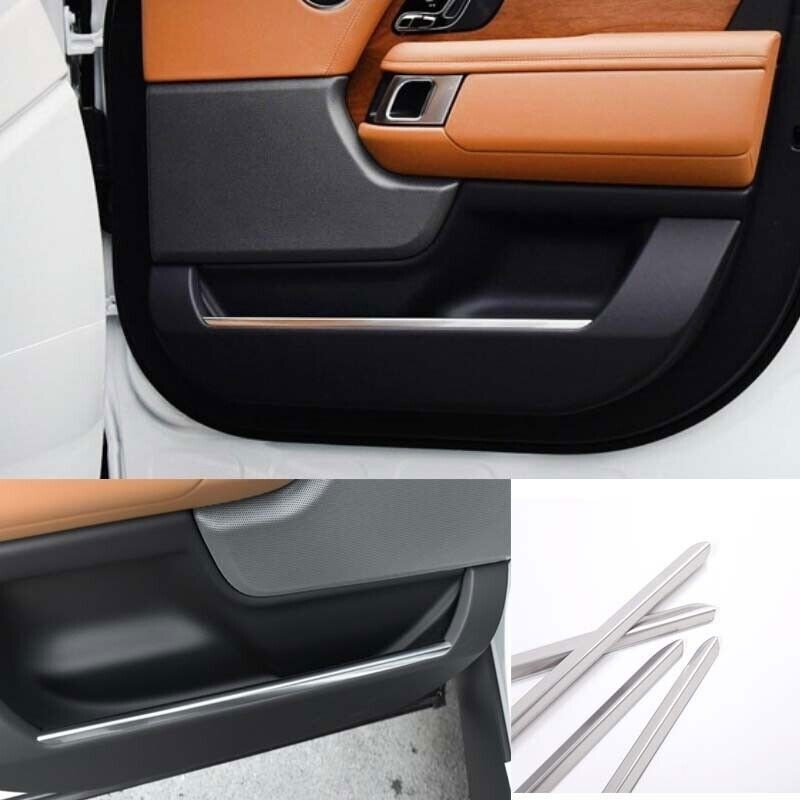Inner Door 4X Storage Box Strip Trim Silver Steel For Range Rover L405 2018-2022