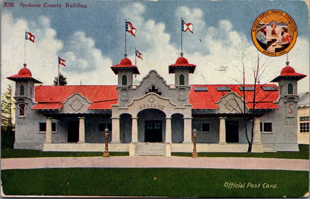 1909 Spokane County Building Postcard Alaska-Yukon-Pacific Exposition Seattle
