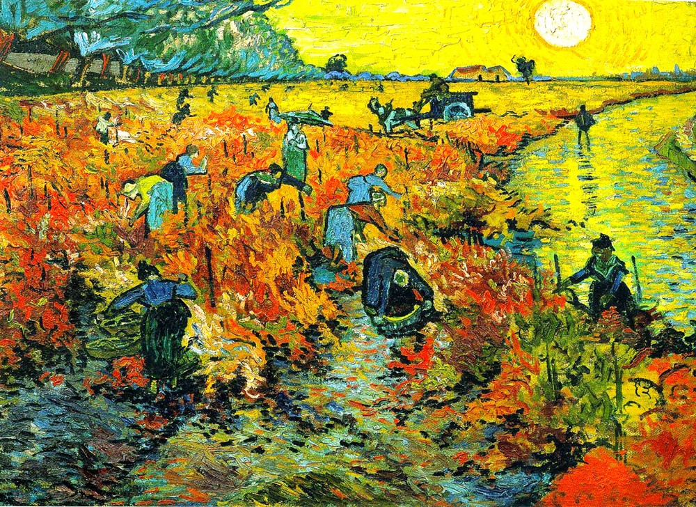 Vincent Van Gogh *FRAMED* CANVAS ART Red Vineyards at Arles 18x12
