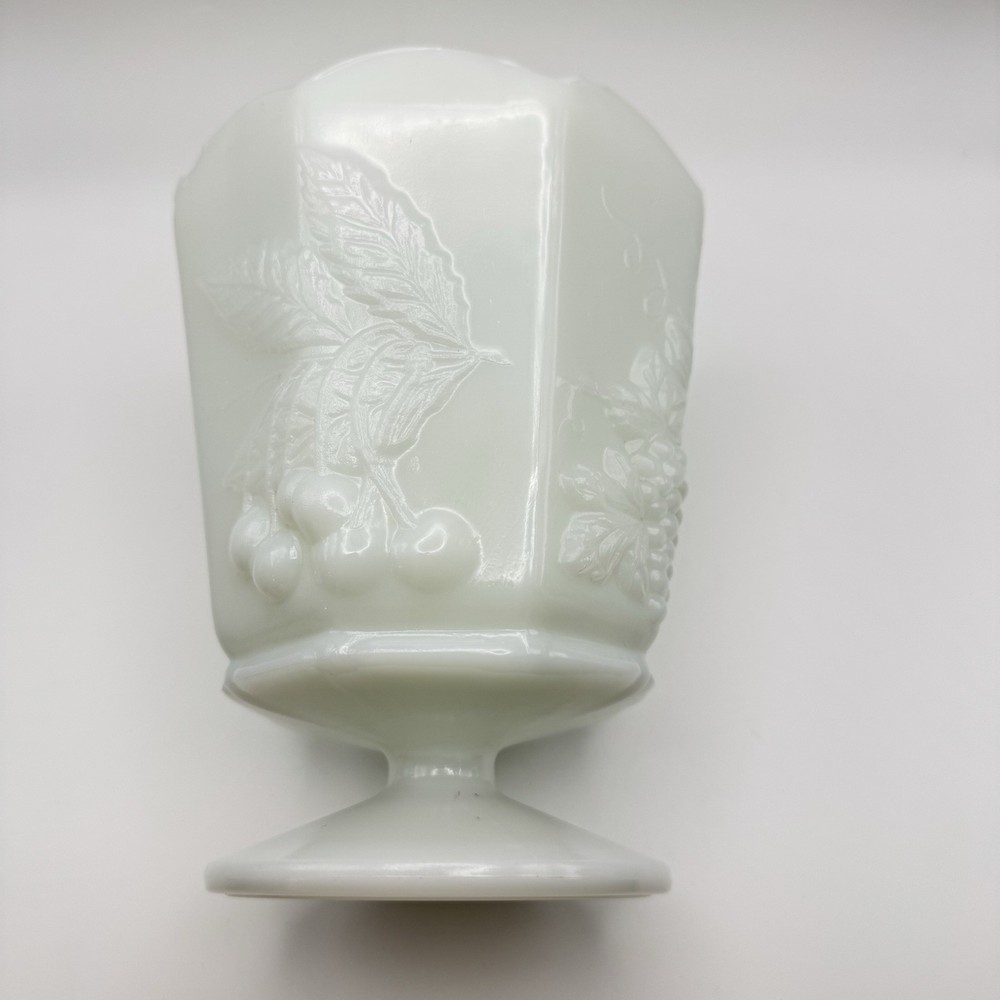 Vintage Napco Milk Glass Grape Pedestal Planter Footed Vase USA