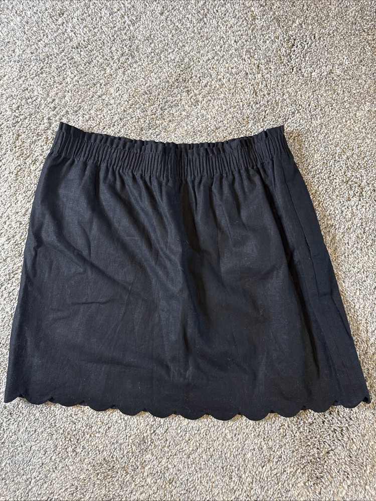 J. Crew Women’s Mini Skirt Scalloped Hem Black Size 14 NWT