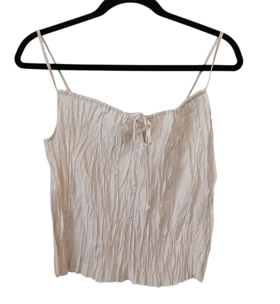 J. Crew Women’s Crinkled Tank Top NWT Sz Small Natural Cream Feminine Ruching