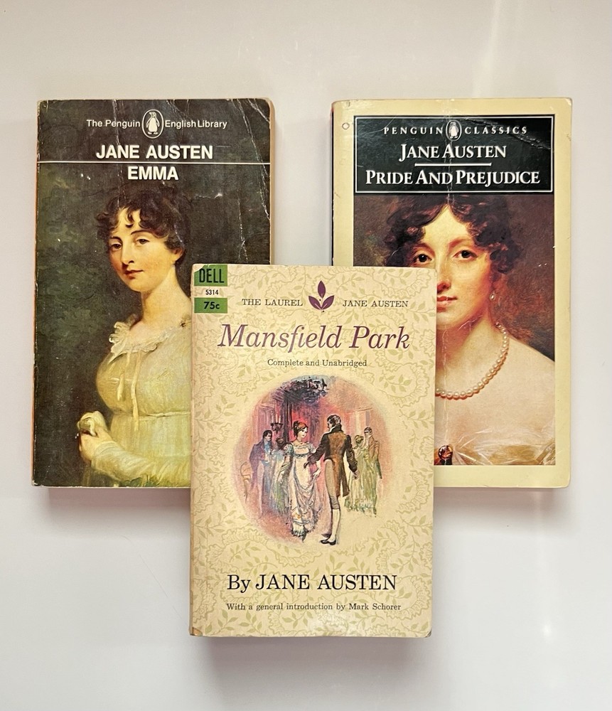Classic Book Lot Mansfield Park, Pride & Prejudice, Emma by Jane Austen Romance