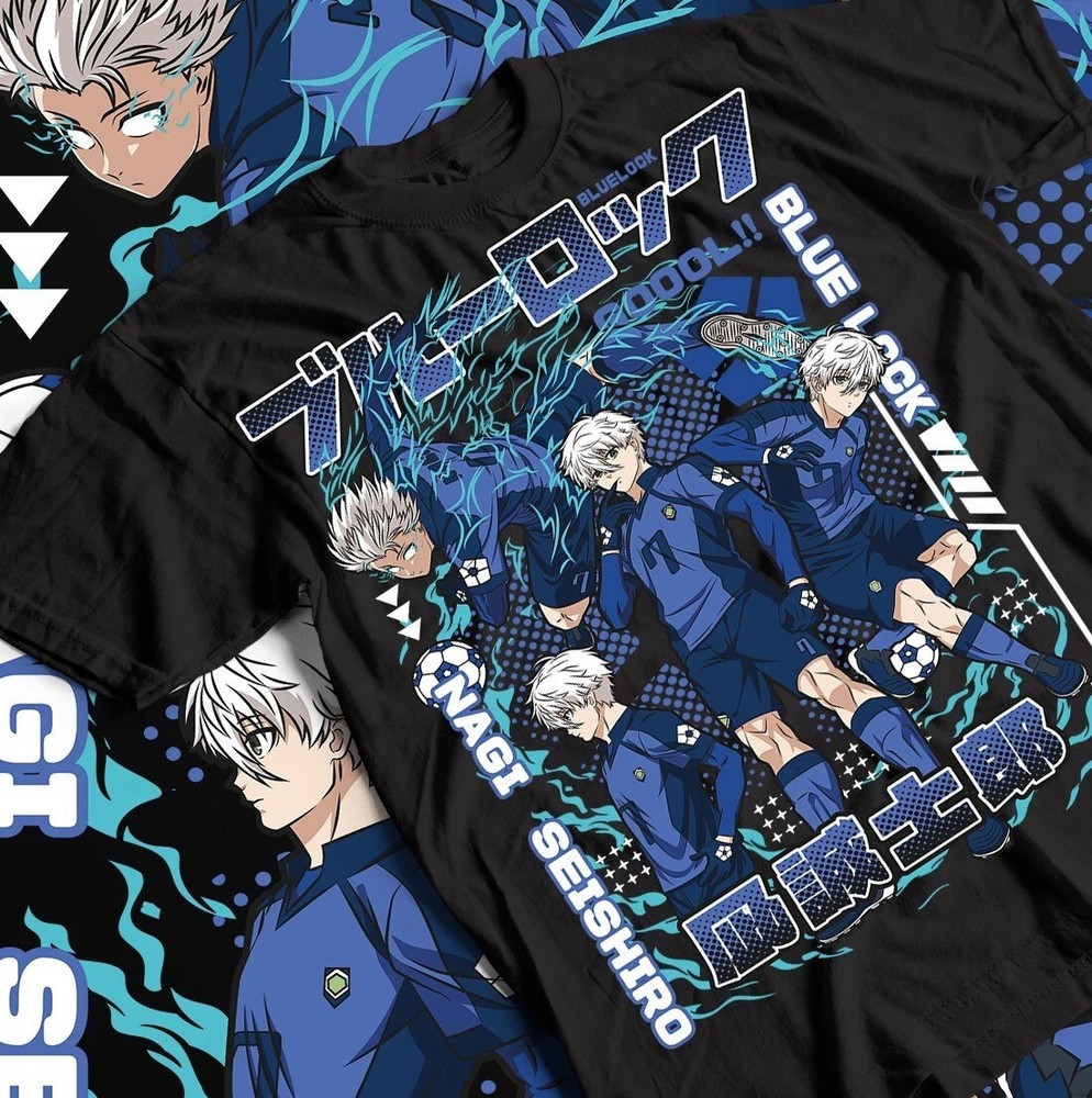 Anime Manga Nagi T-shirt Blue Lock Kunigami Rin Itoshi Meguru Shirt Black
