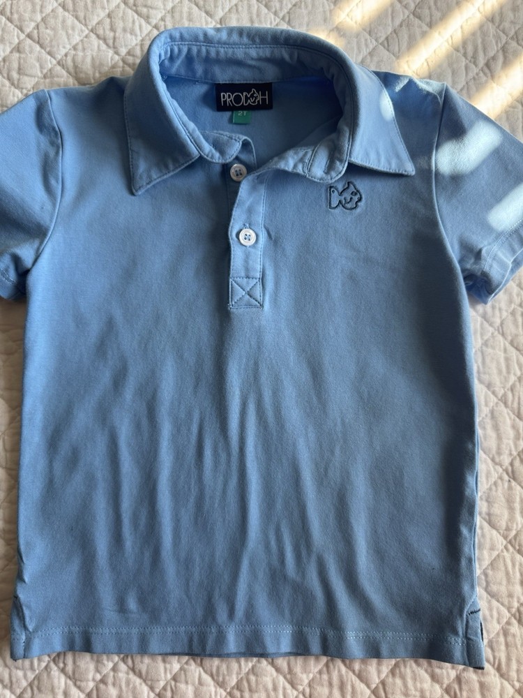 Toddler Boys Prodah 2T Blue Cotton Short Sleeve Polo Shirt EUC Spring Summer
