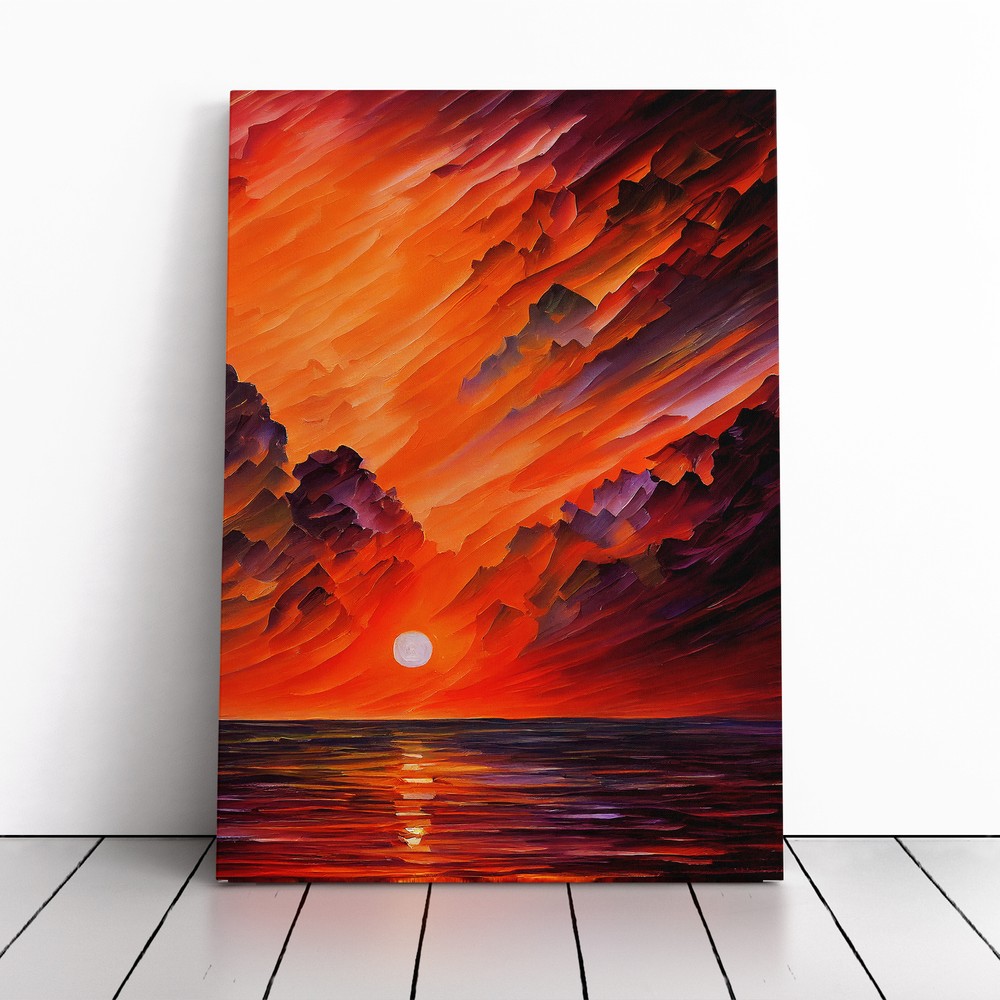 Ocean Sunset View No.5 Canvas Wall Art Print Framed Picture Home Office Decor