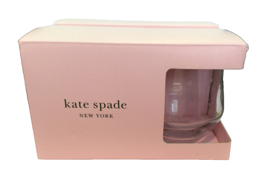 NIB! Kate Spade Larabee Dot Stemless Wine 12 oz Crystal Glasses LENOX  Set of 4