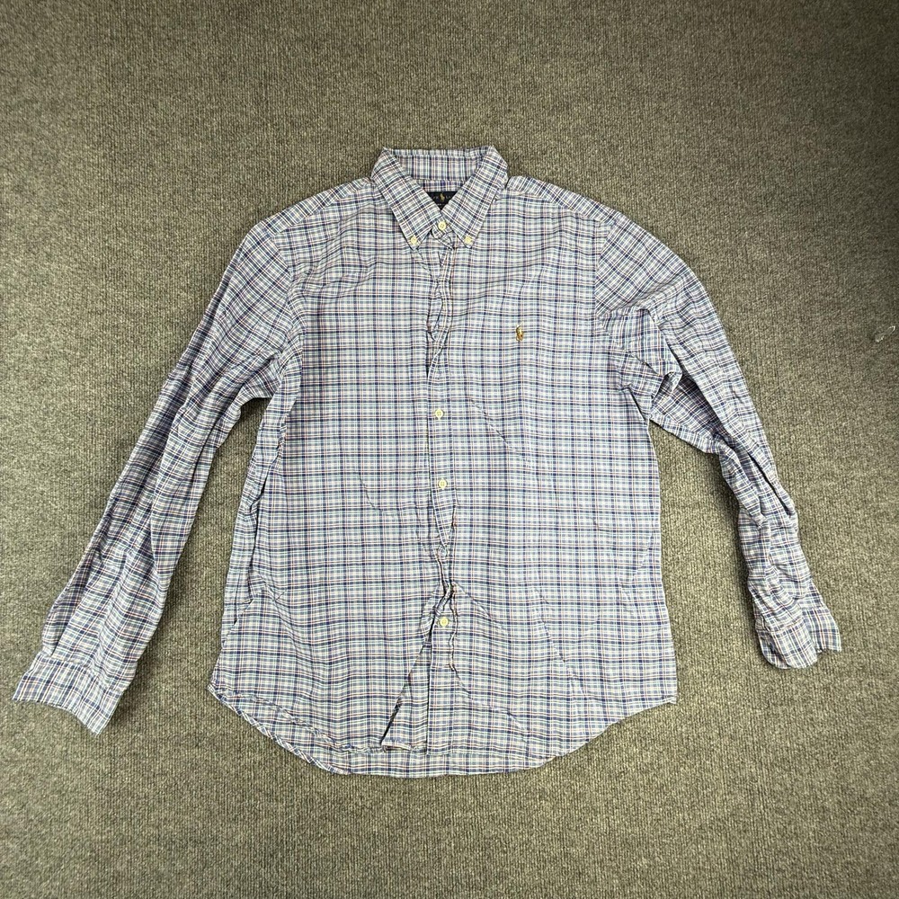 Ralph Lauren Shirt Mens XL Blue Plaid Polo Pony Button Down Long Sleeve