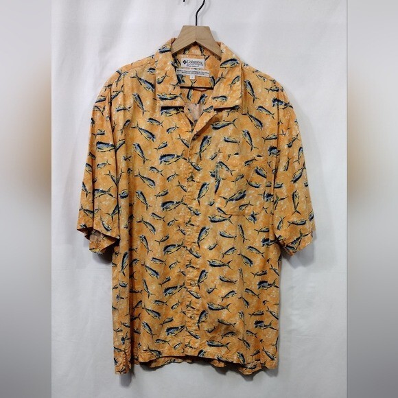 Columbia Men's L Orange Trollers Fishing Shirt for Outdoor Sports & Camping