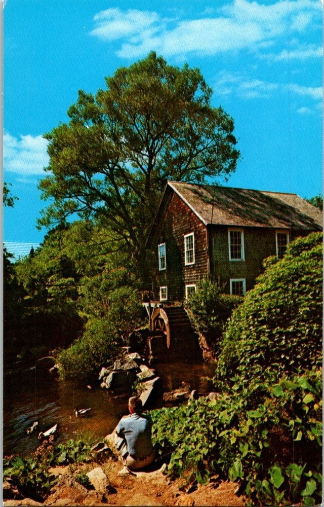 Vintage Old Grist Mill Brewster Cape Cod Massachusetts Postcard