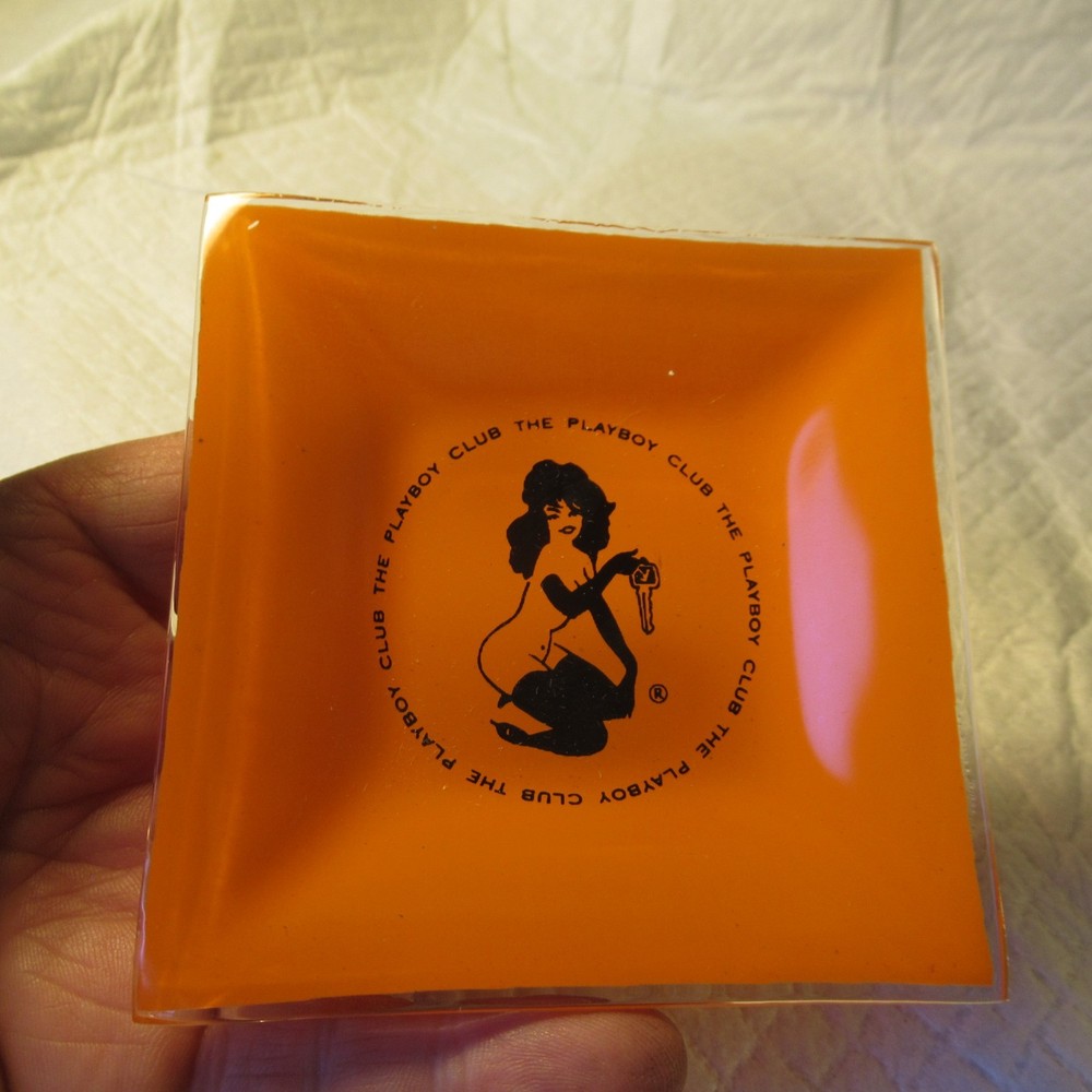 Vintage Ashtray The Playboy Club Orange  Color Tray