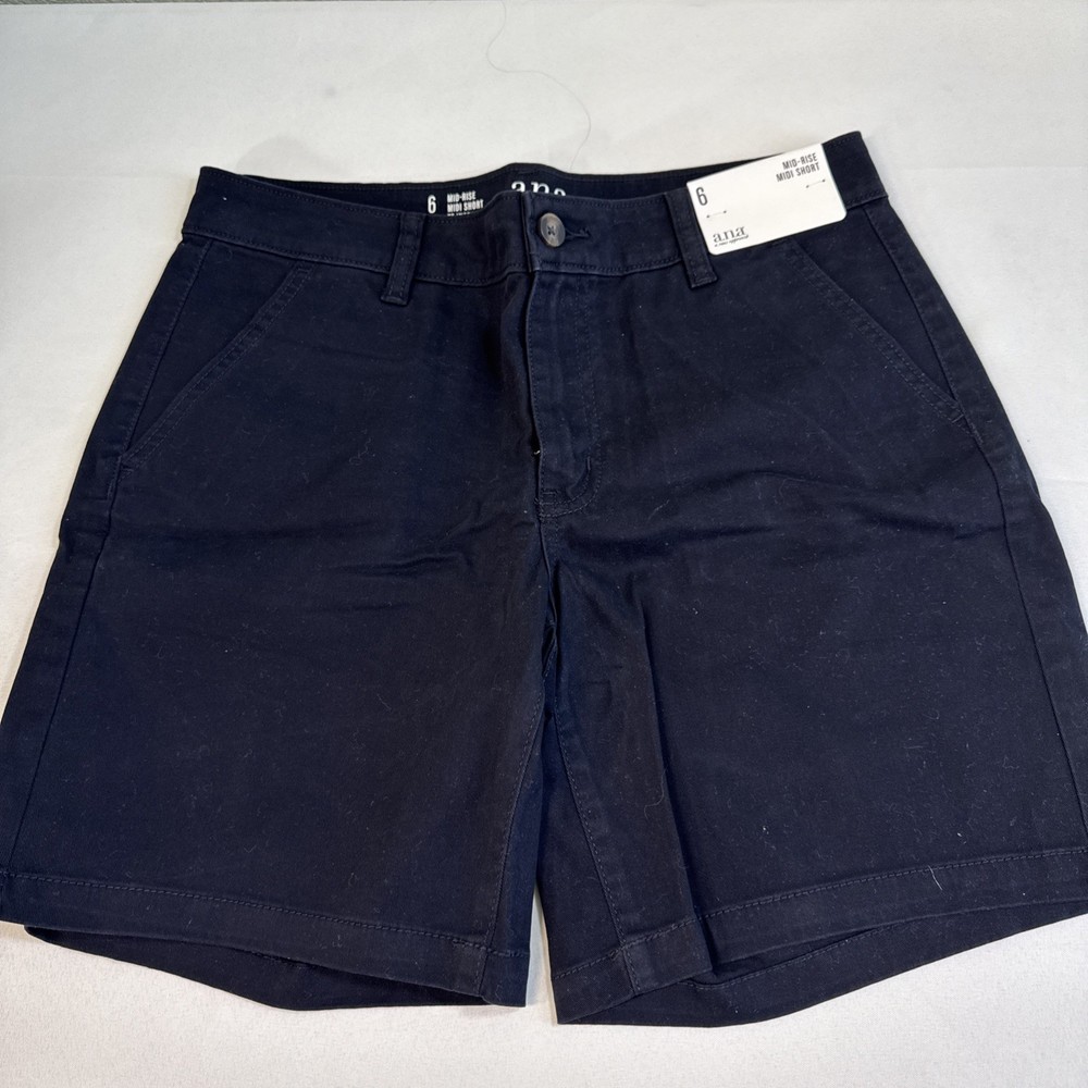 a.n.a Women’s Midi Shorts Size 6 Mid-rise 7” Inseam Black Front Pockets