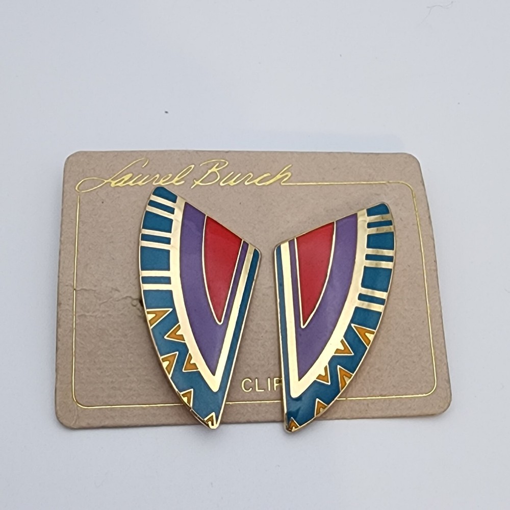 Vtg Laurel Burch Colorful Enamel Gold Tone Large 